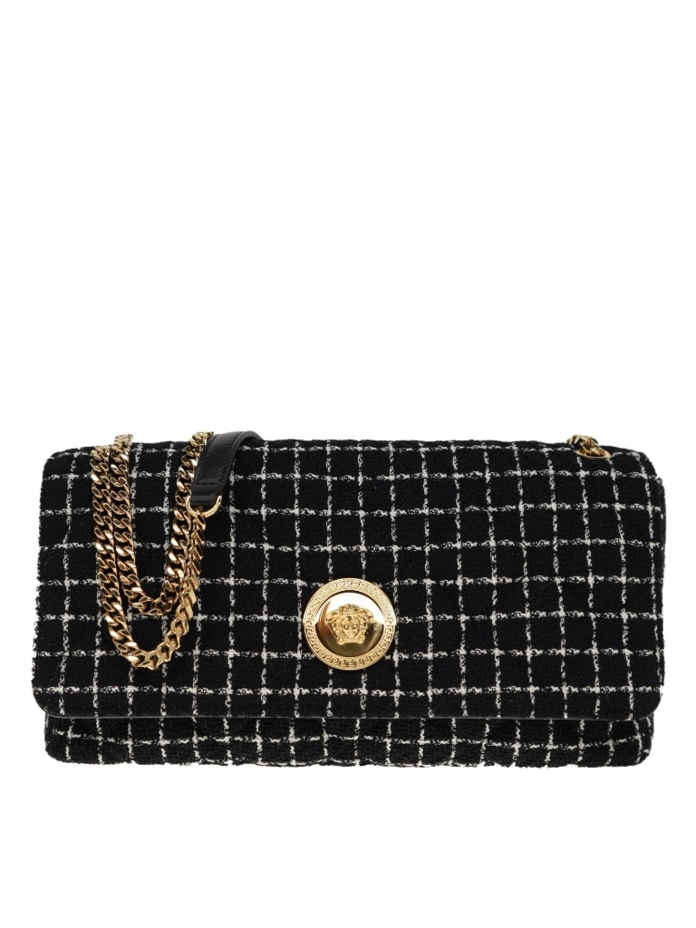 Versace Medusa Chain Shoulder Bag Black Fabric New